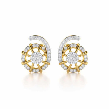 Stellar Fin Silver Stud Earrings - Yellow Gold - Image 1