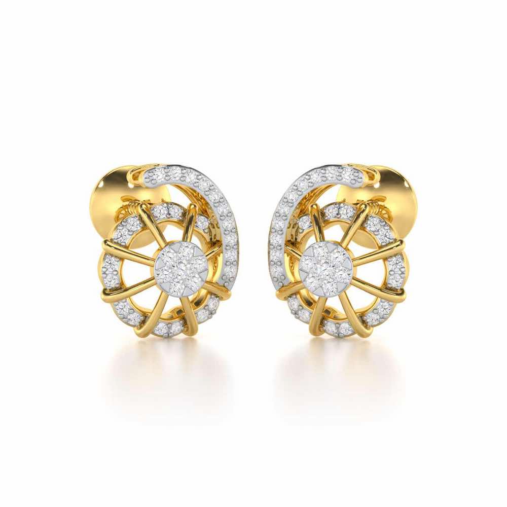 Stellar Fin Silver Stud Earrings - Yellow Gold - Image 2