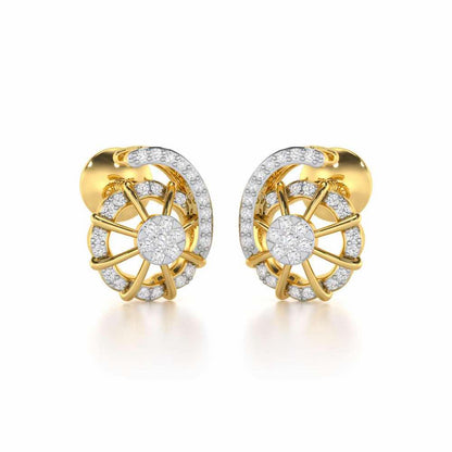 Stellar Fin Silver Stud Earrings - Yellow Gold - Image 2