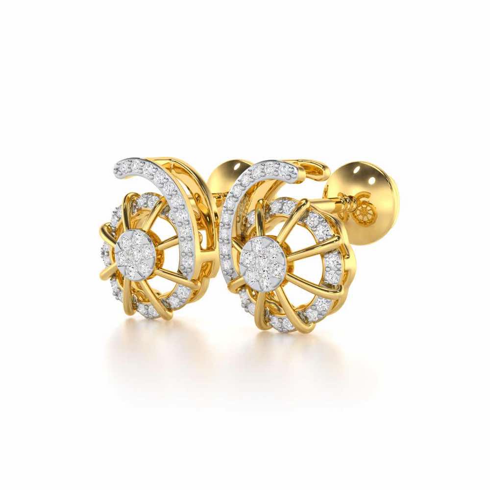 Stellar Fin Silver Stud Earrings - Yellow Gold - Image 3