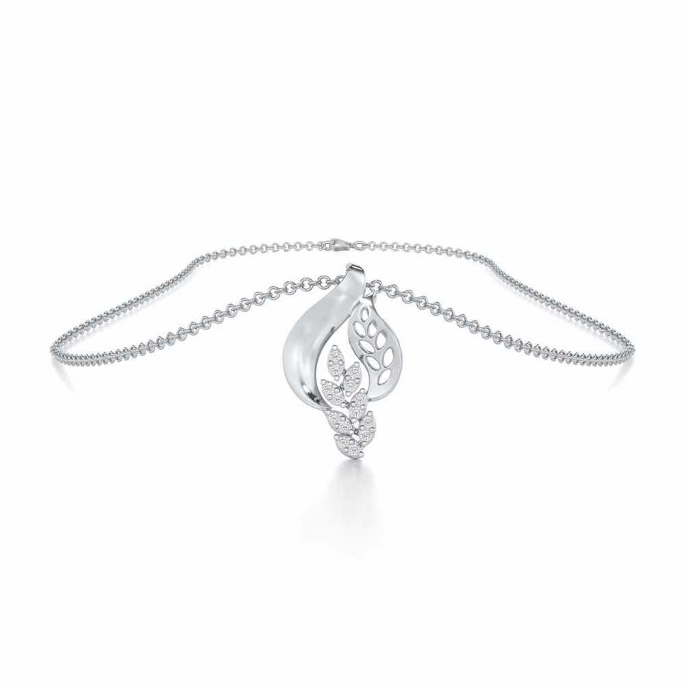 Stellar Vine Silver Pendant - White Gold - Image 3