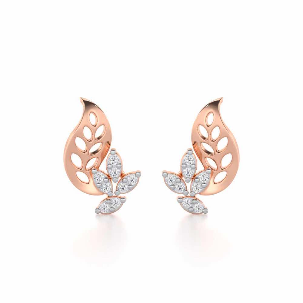 Stellar Vine Silver Stud Earrings - Rose Gold - Image 1