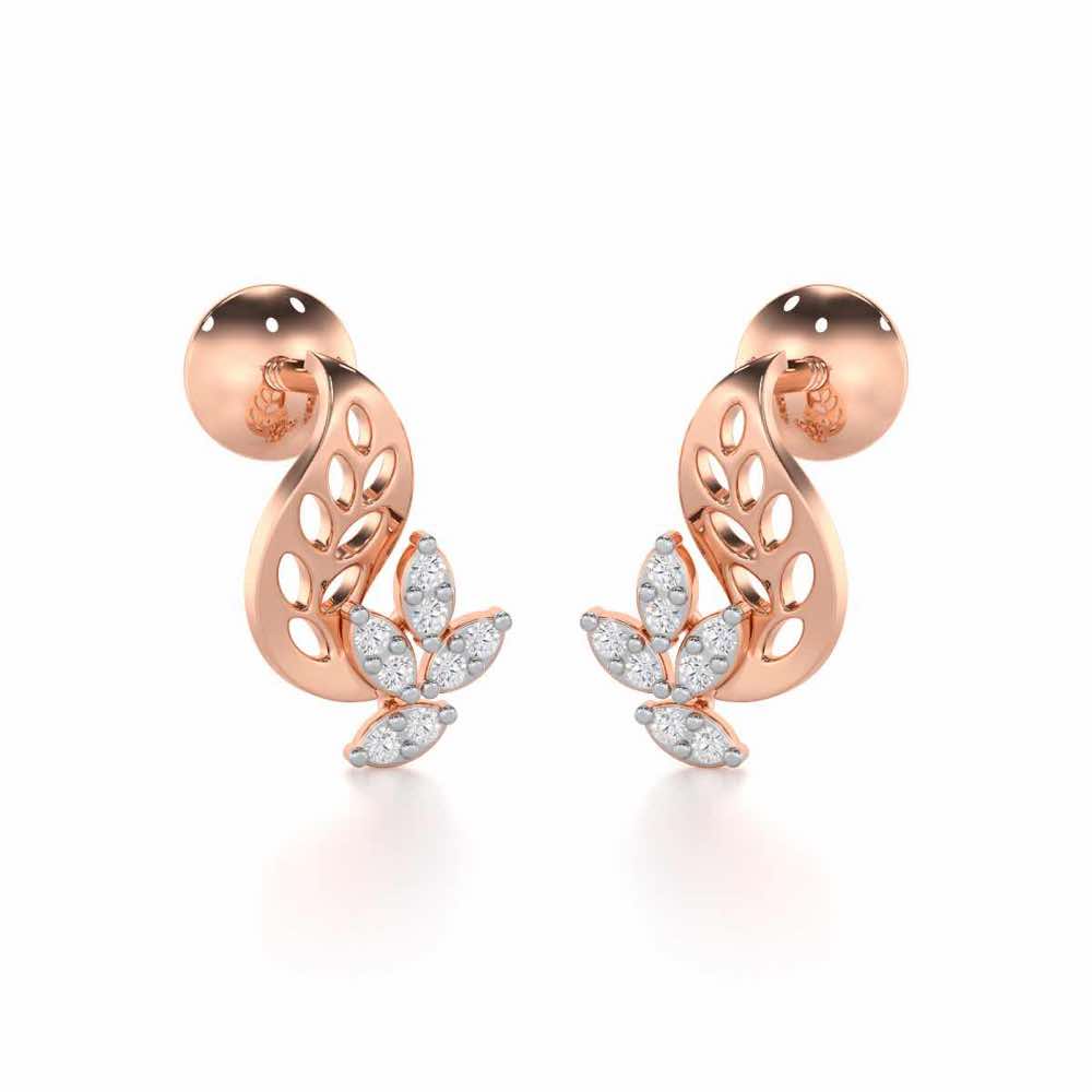 Stellar Vine Silver Stud Earrings - Rose Gold - Image 2