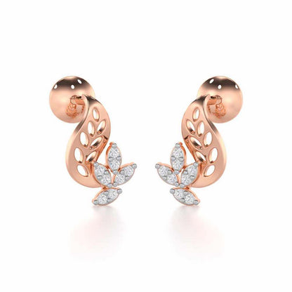 Stellar Vine Silver Stud Earrings - Rose Gold - Image 2