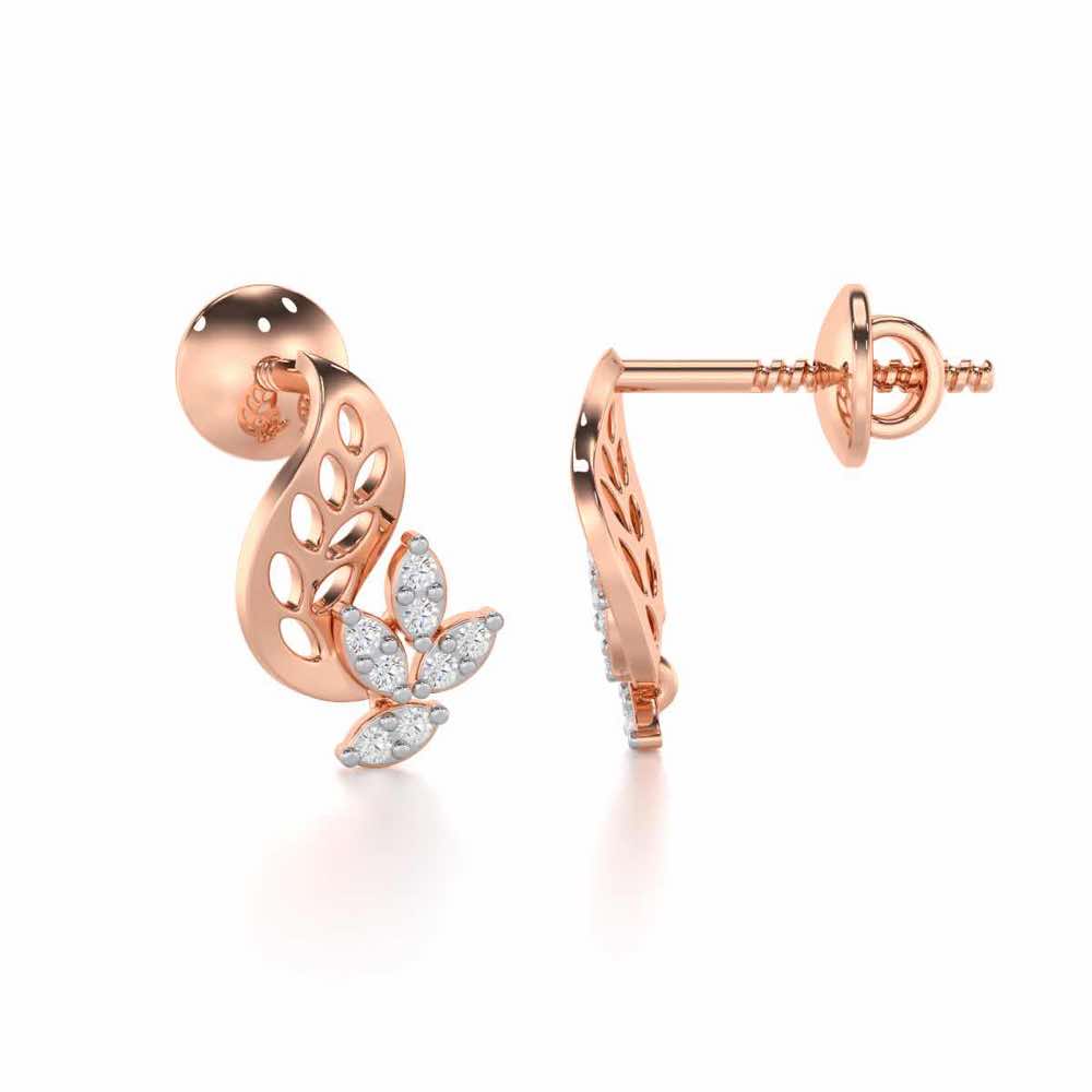 Stellar Vine Silver Stud Earrings - Rose Gold - Image 4