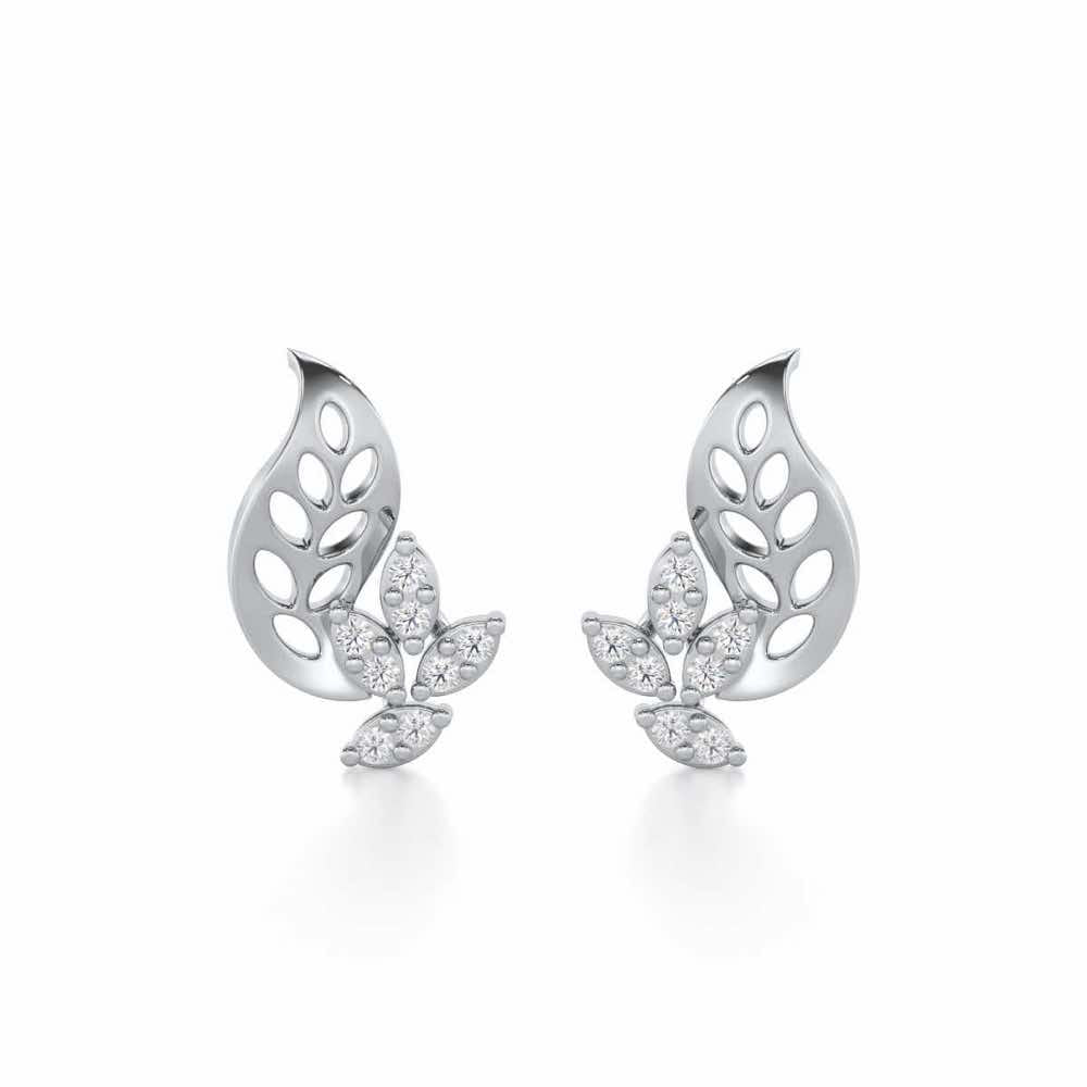 Stellar Vine Silver Stud Earrings - White Gold - Image 1