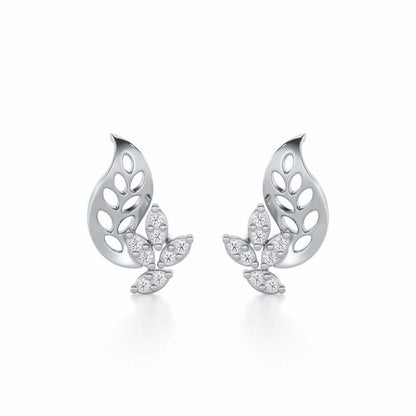 Stellar Vine Silver Stud Earrings - White Gold - Image 1
