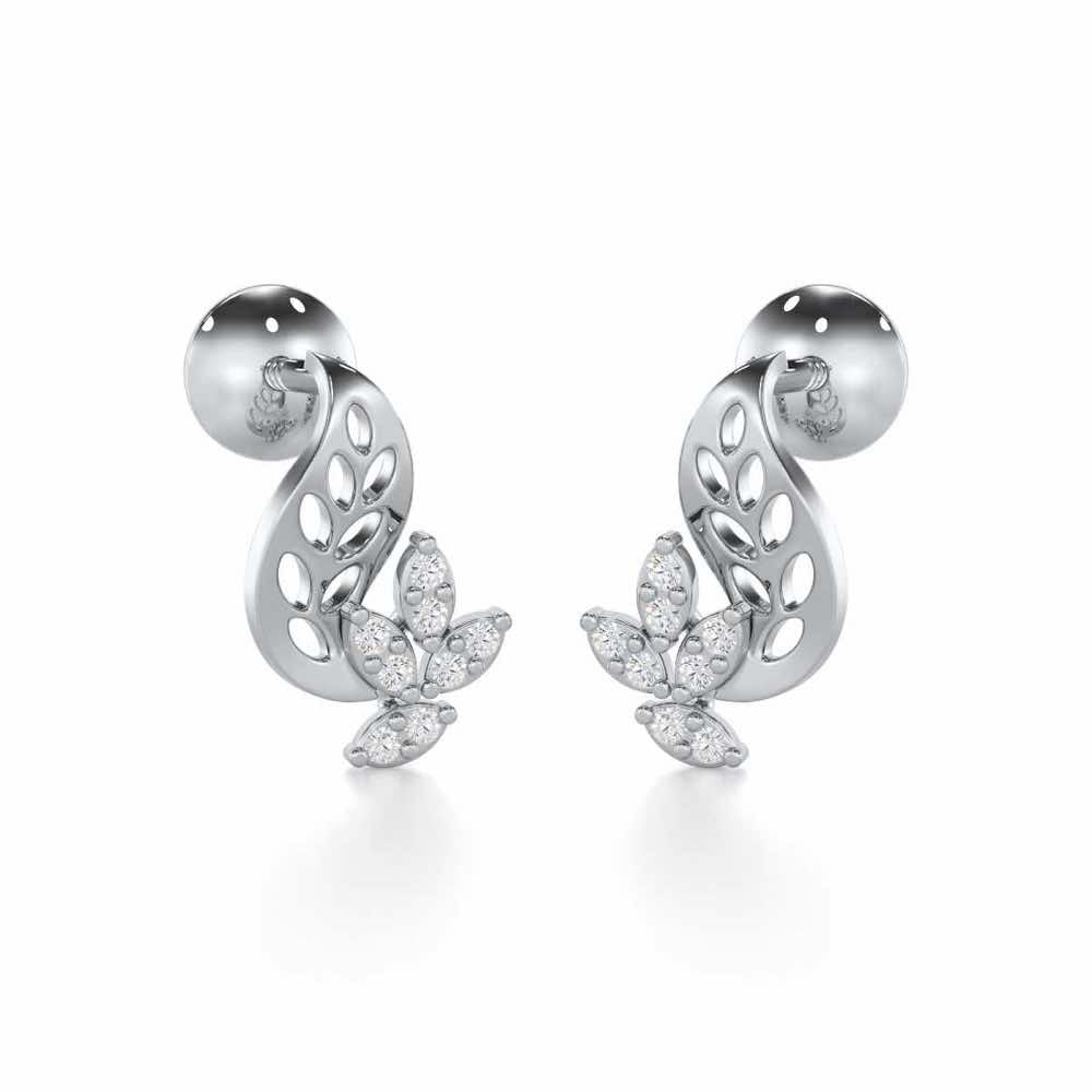 Stellar Vine Silver Stud Earrings - White Gold - Image 2