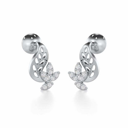 Stellar Vine Silver Stud Earrings - White Gold - Image 2