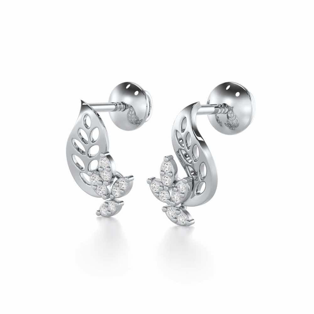 Stellar Vine Silver Stud Earrings - White Gold - Image 3