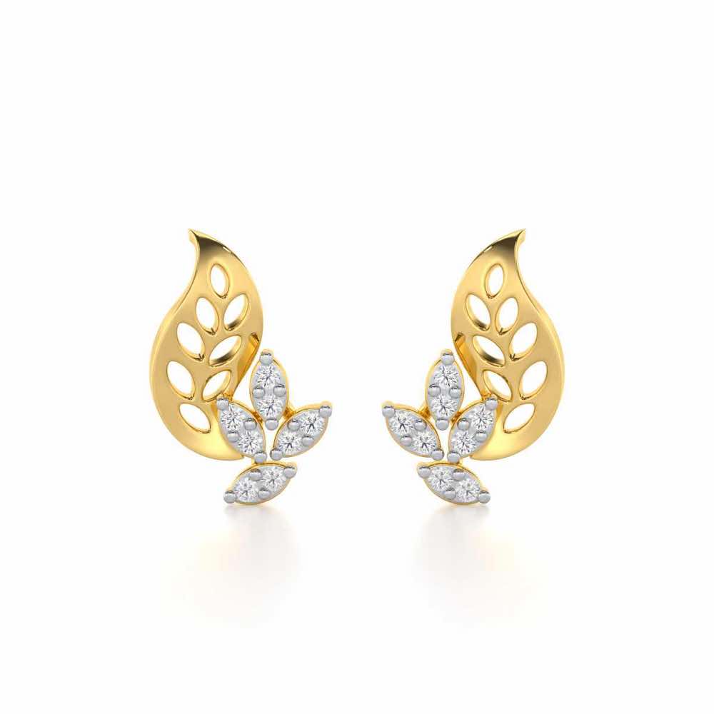 Stellar Vine Silver Stud Earrings - Yellow Gold - Image 1