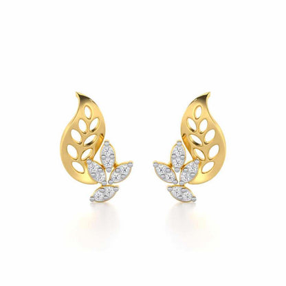 Stellar Vine Silver Stud Earrings - Yellow Gold - Image 1