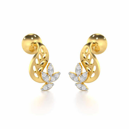 Stellar Vine Silver Stud Earrings - Yellow Gold - Image 2