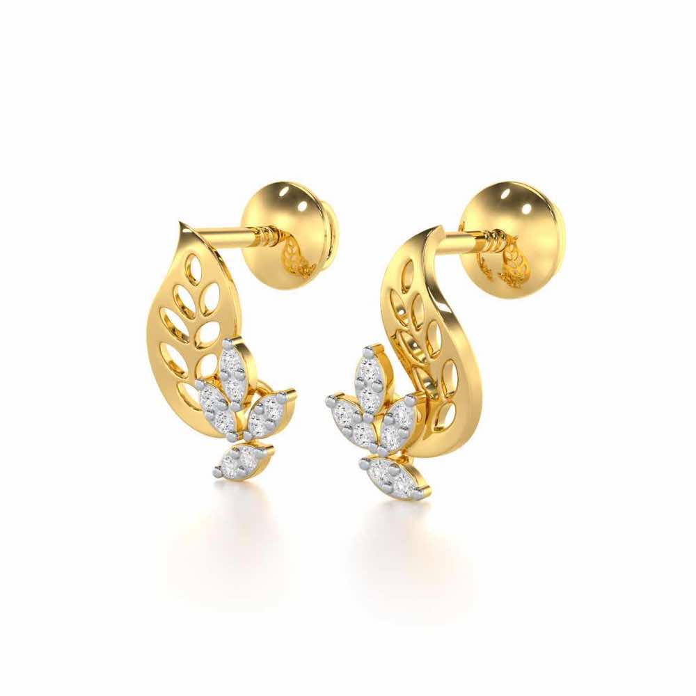 Stellar Vine Silver Stud Earrings - Yellow Gold - Image 3