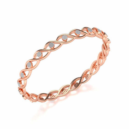 Stone Wave Silver Bangles - Rose Gold - Image 1