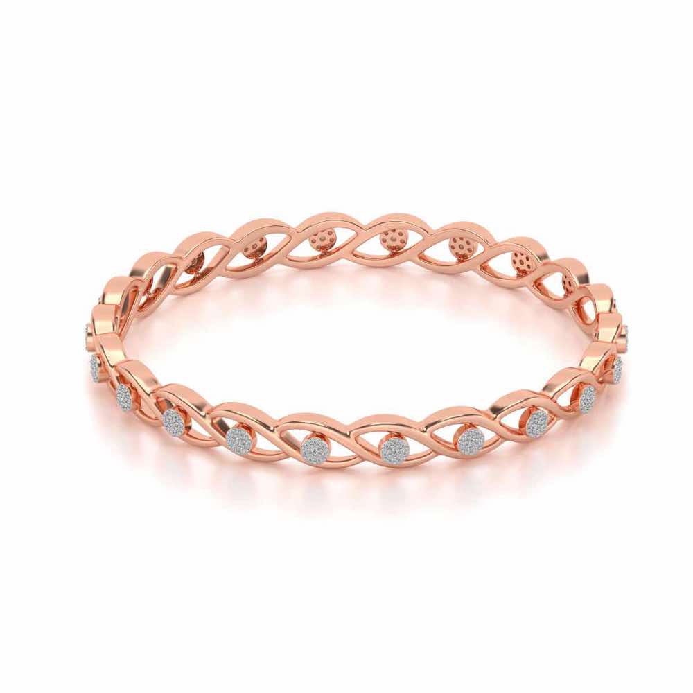 Stone Wave Silver Bangles - Rose Gold - Image 2
