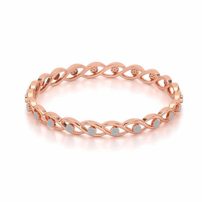 Stone Wave Silver Bangles - Rose Gold - Image 2