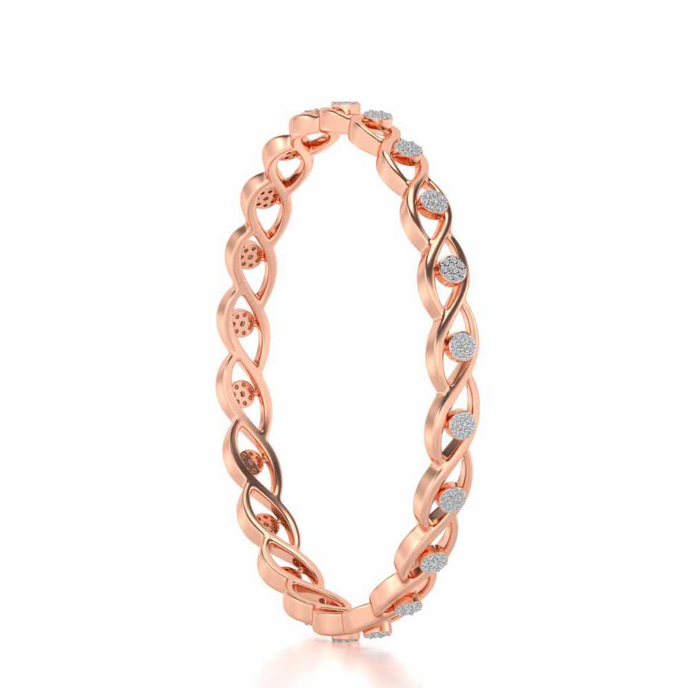 Stone Wave Silver Bangles - Rose Gold - Image 3