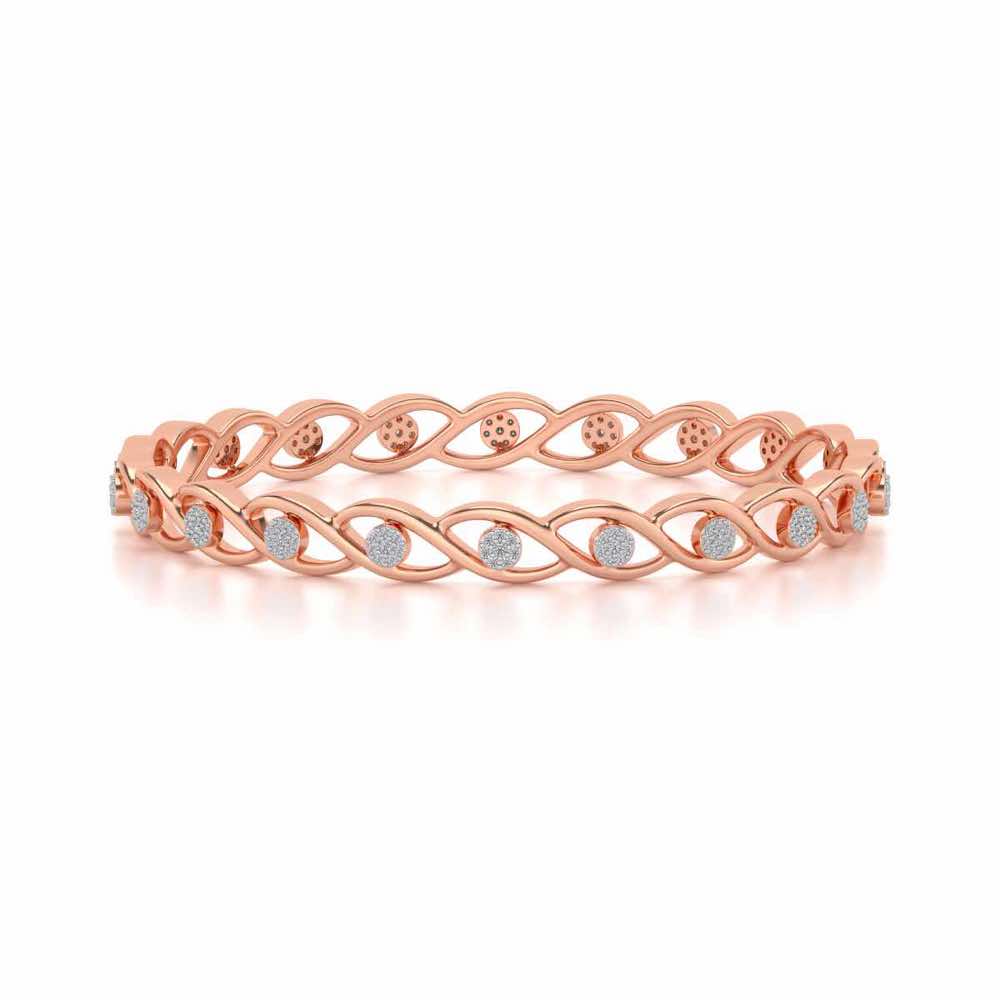 Stone Wave Silver Bangles - Rose Gold - Image 4