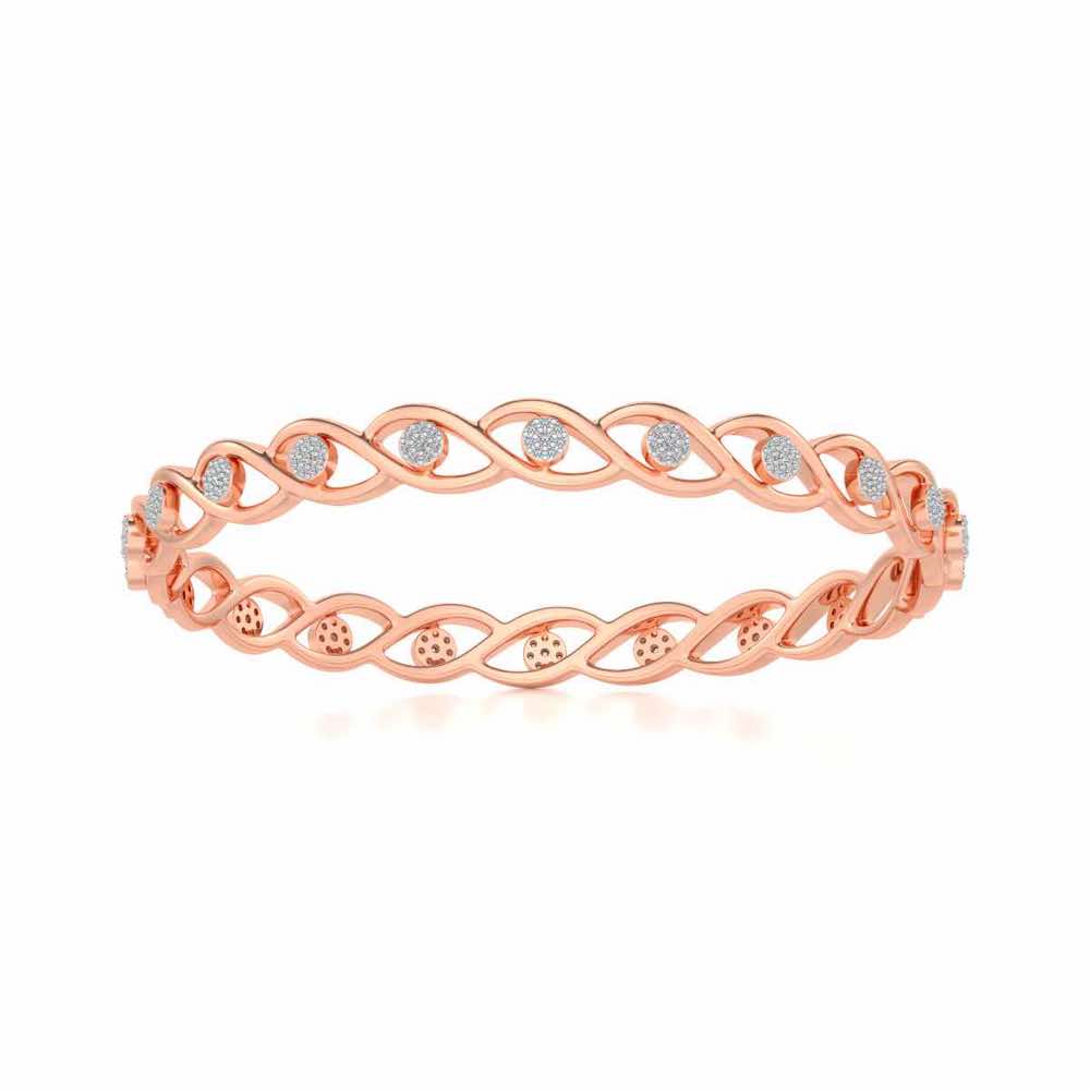 Stone Wave Silver Bangles - Rose Gold - Image 5