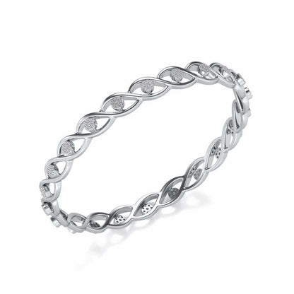 Stone Wave Silver Bangles - White Gold - Image 1