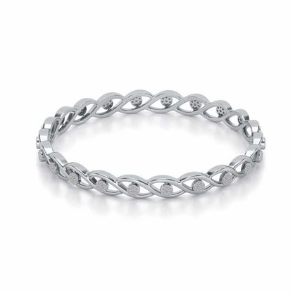 Stone Wave Silver Bangles - White Gold - Image 2