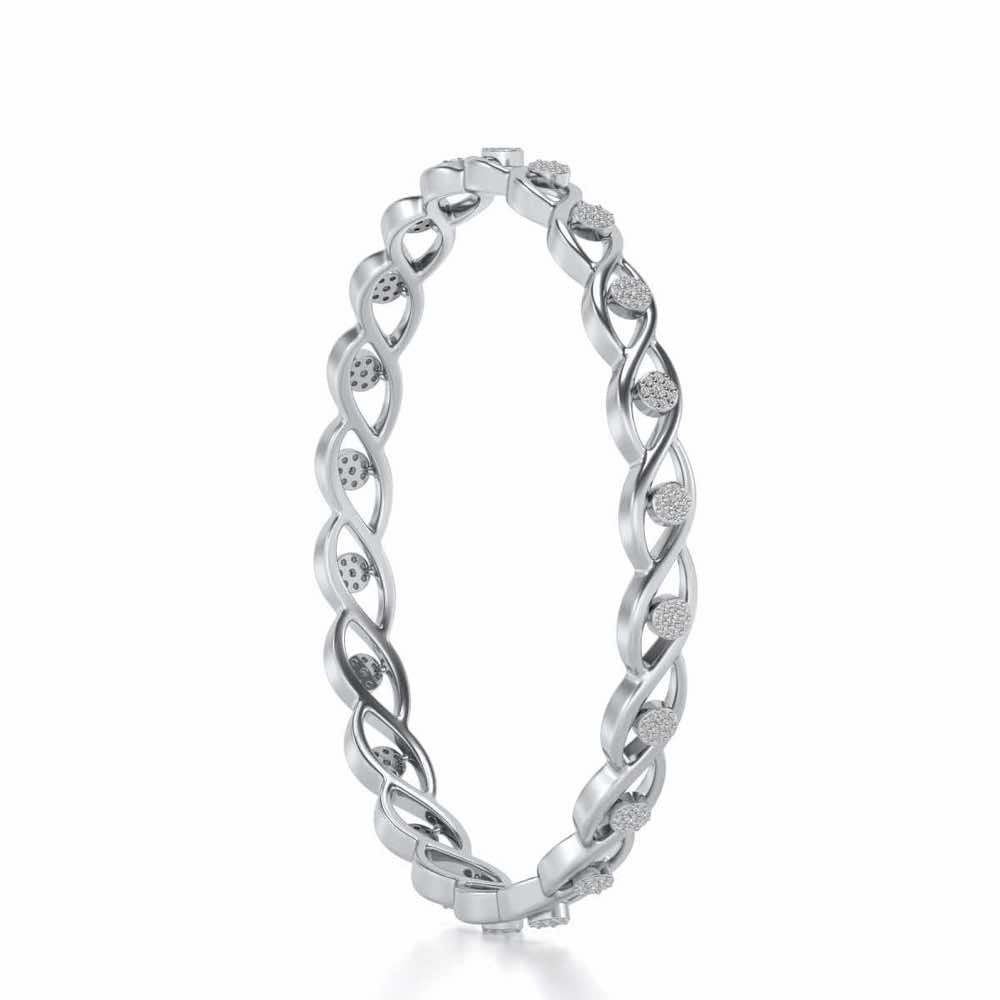 Stone Wave Silver Bangles - White Gold - Image 3