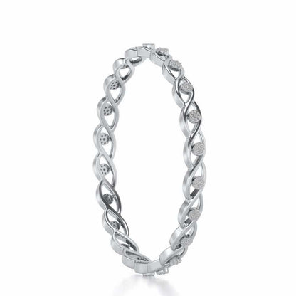 Stone Wave Silver Bangles - White Gold - Image 3