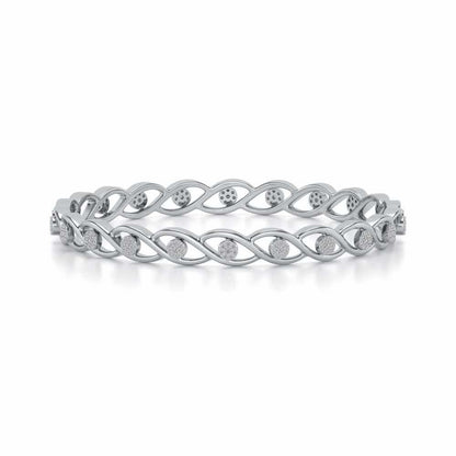 Stone Wave Silver Bangles - White Gold - Image 4