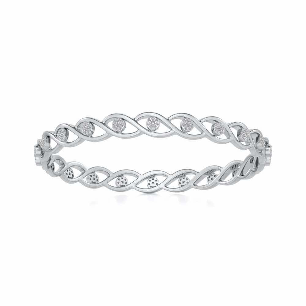 Stone Wave Silver Bangles - White Gold - Image 5