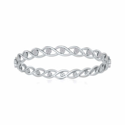 Stone Wave Silver Bangles - White Gold - Image 5