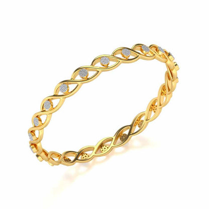 Stone Wave Silver Bangles - Yellow Gold - Image 1