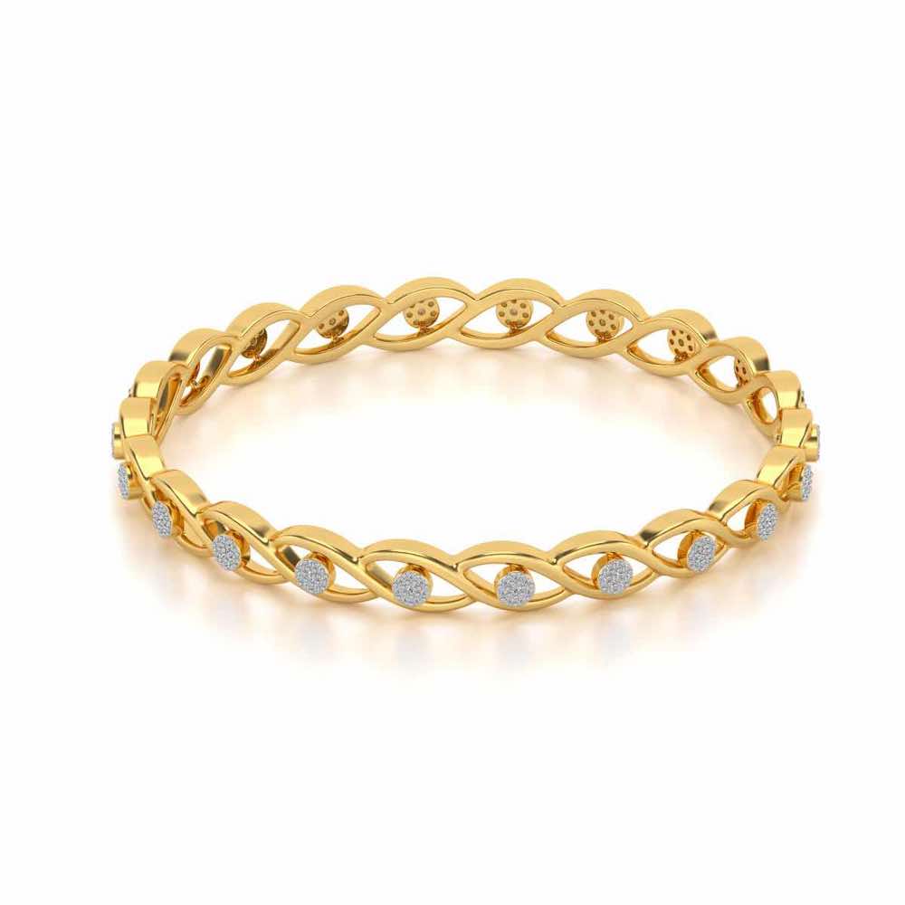 Stone Wave Silver Bangles - Yellow Gold - Image 2