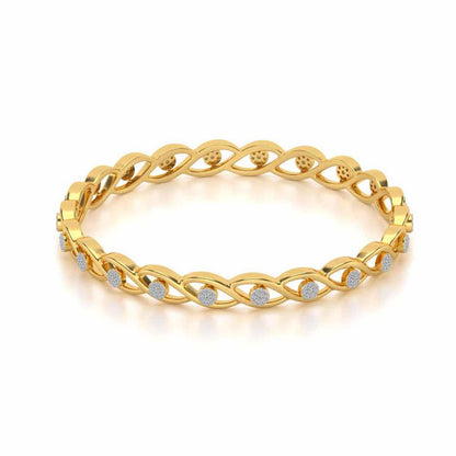 Stone Wave Silver Bangles - Yellow Gold - Image 2