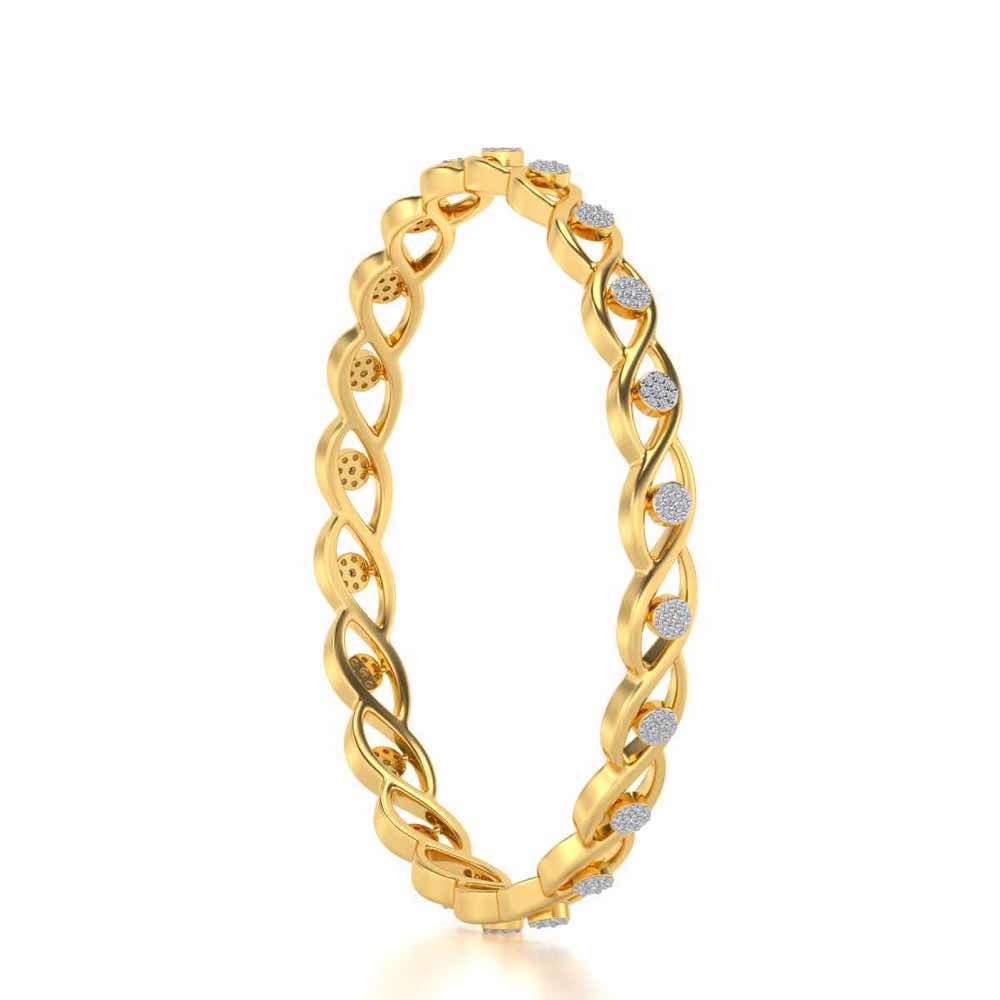 Stone Wave Silver Bangles - Yellow Gold - Image 3
