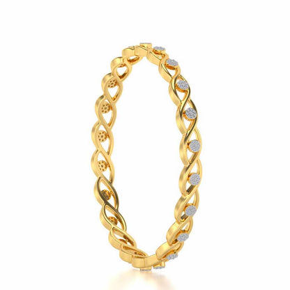 Stone Wave Silver Bangles - Yellow Gold - Image 3
