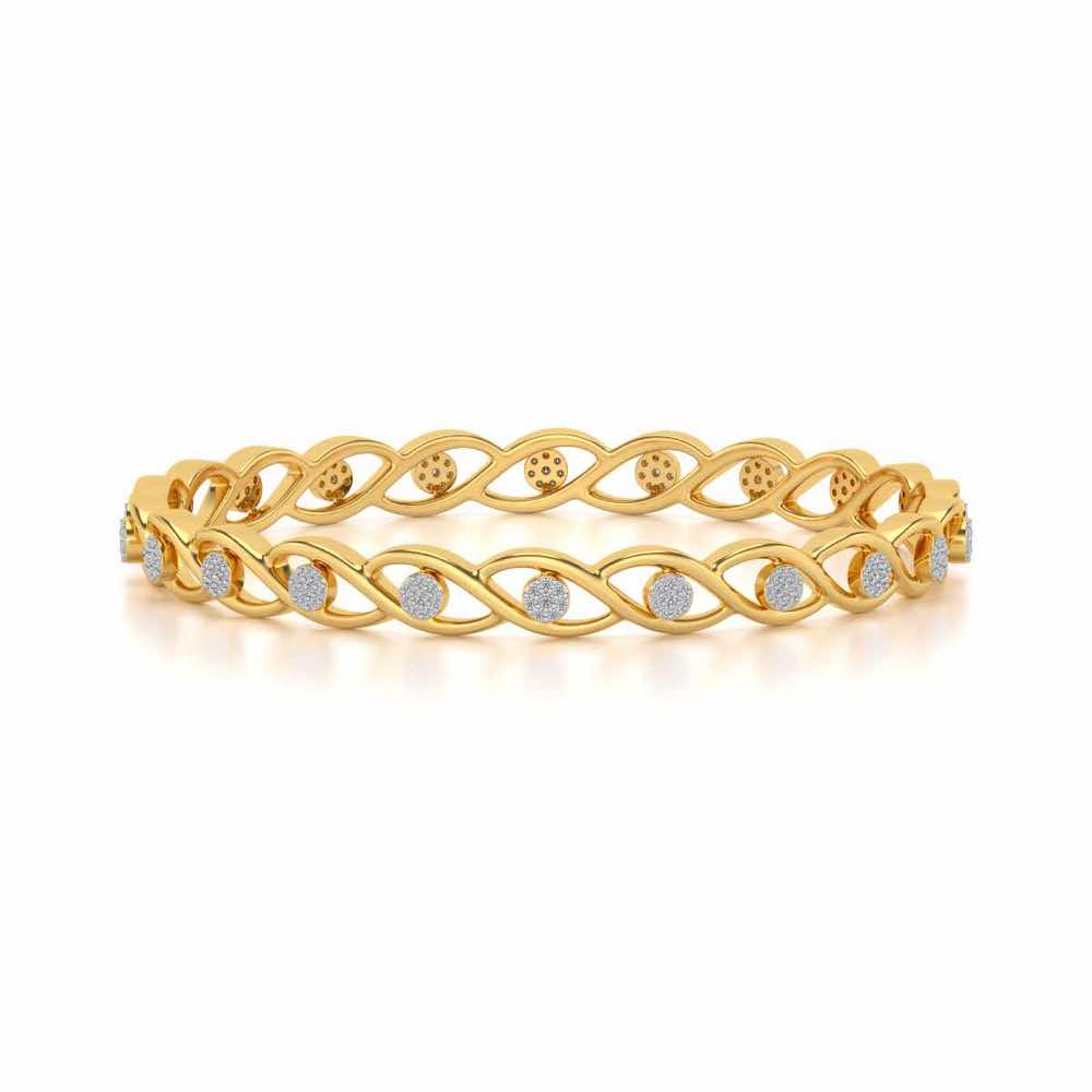 Stone Wave Silver Bangles - Yellow Gold - Image 4