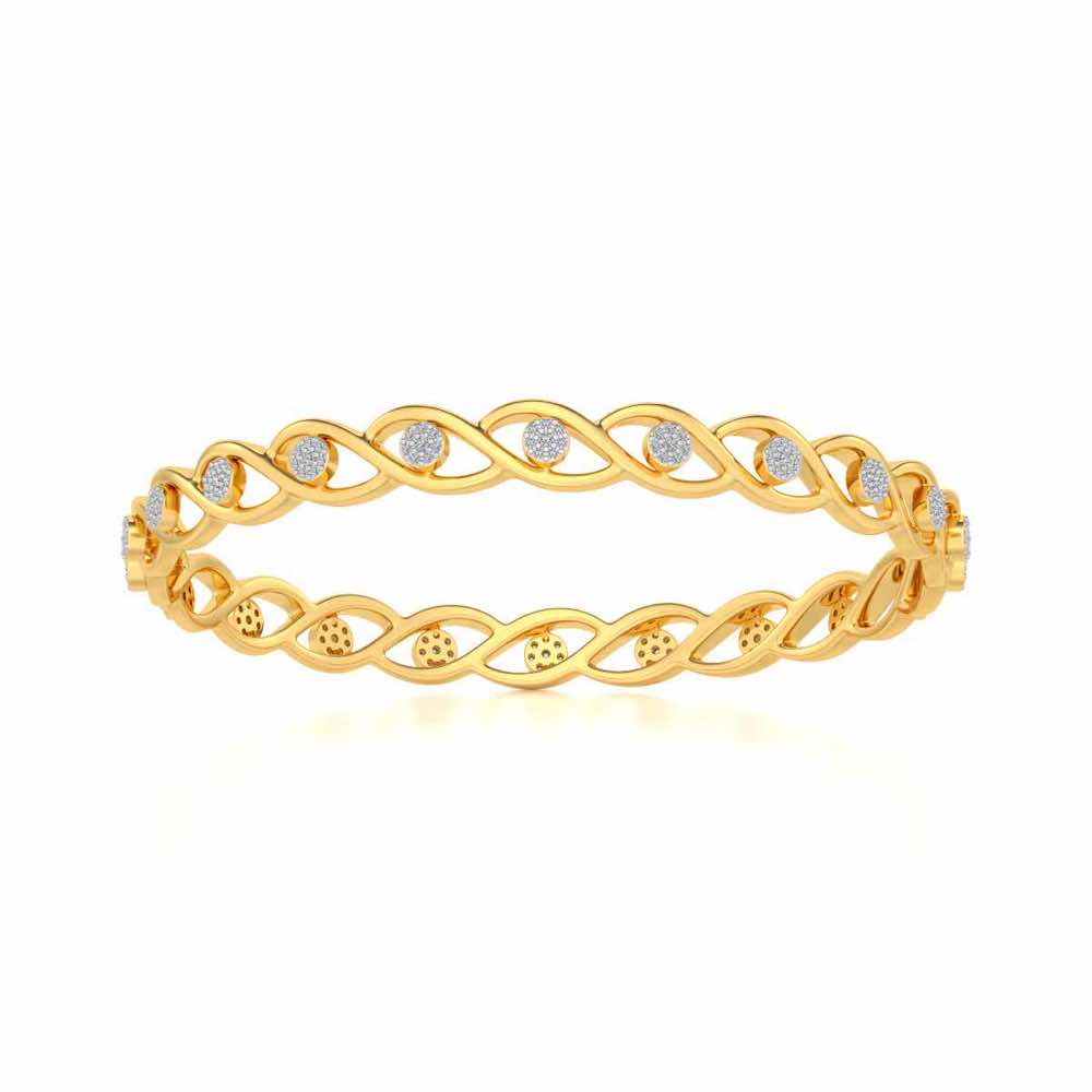 Stone Wave Silver Bangles - Yellow Gold - Image 5