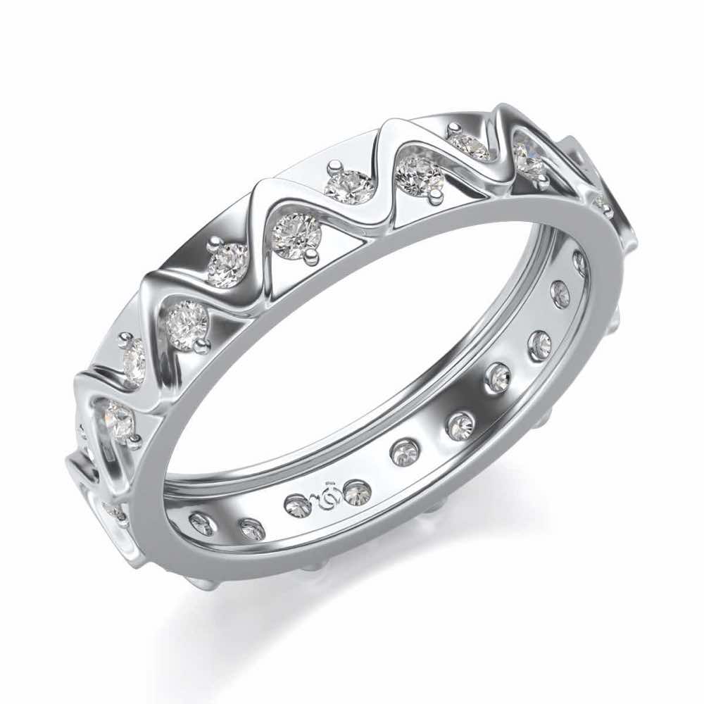 Strands Silver Band Ring - White Gold - Image 1