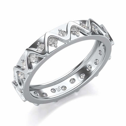 Strands Silver Band Ring - White Gold - Image 1