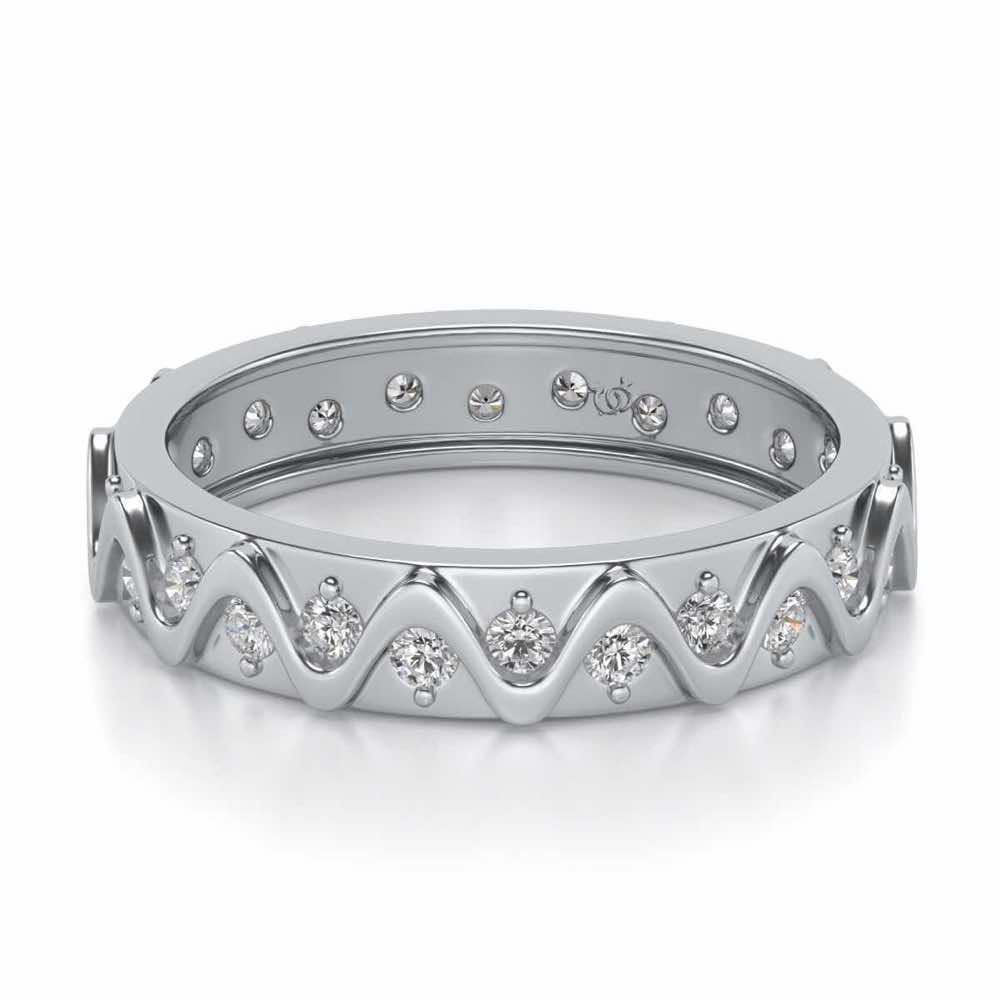Strands Silver Band Ring - White Gold - Image 2