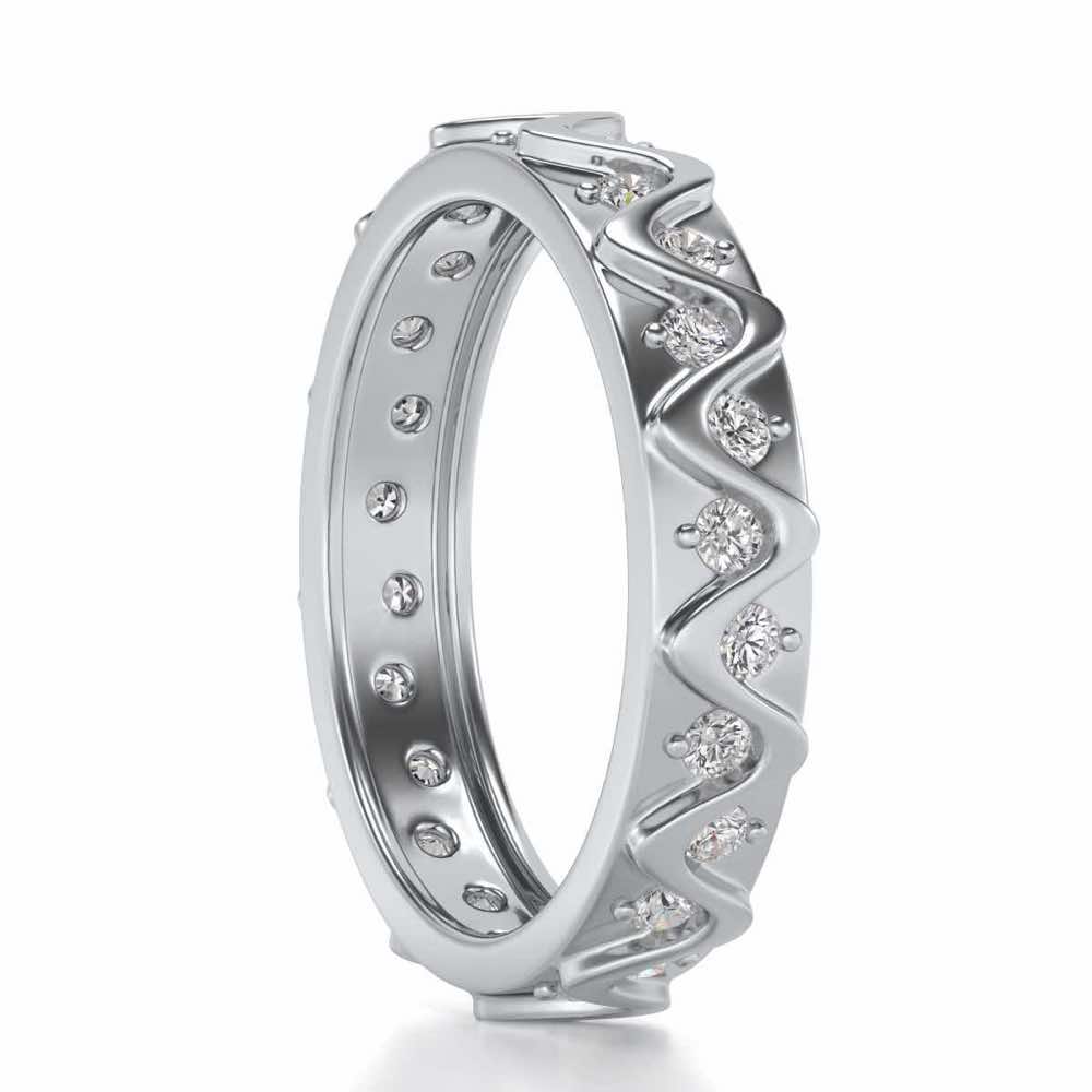 Strands Silver Band Ring - White Gold - Image 3