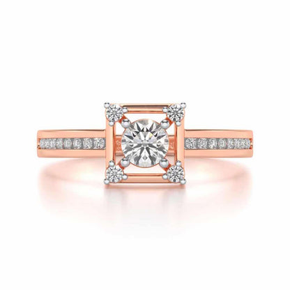 Strength Solitaire Silver Ring - Rose Gold - Image 4