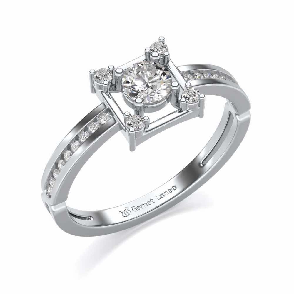 Strength Solitaire Silver Ring - White Gold - Image 1