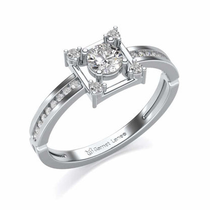 Strength Solitaire Silver Ring - White Gold - Image 1