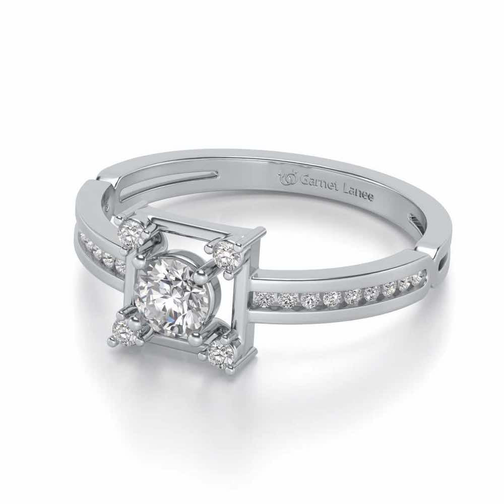 Strength Solitaire Silver Ring - White Gold - Image 2