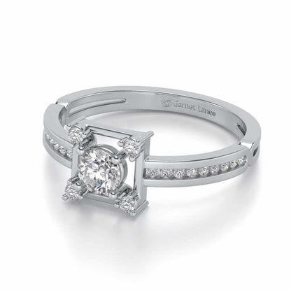 Strength Solitaire Silver Ring - White Gold - Image 2