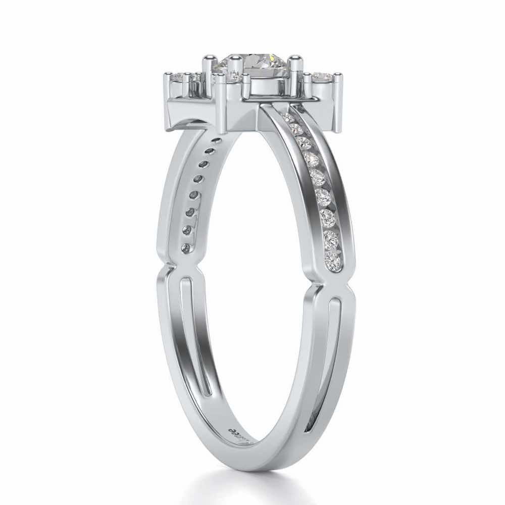Strength Solitaire Silver Ring - White Gold - Image 3