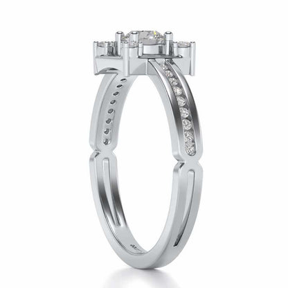 Strength Solitaire Silver Ring - White Gold - Image 3