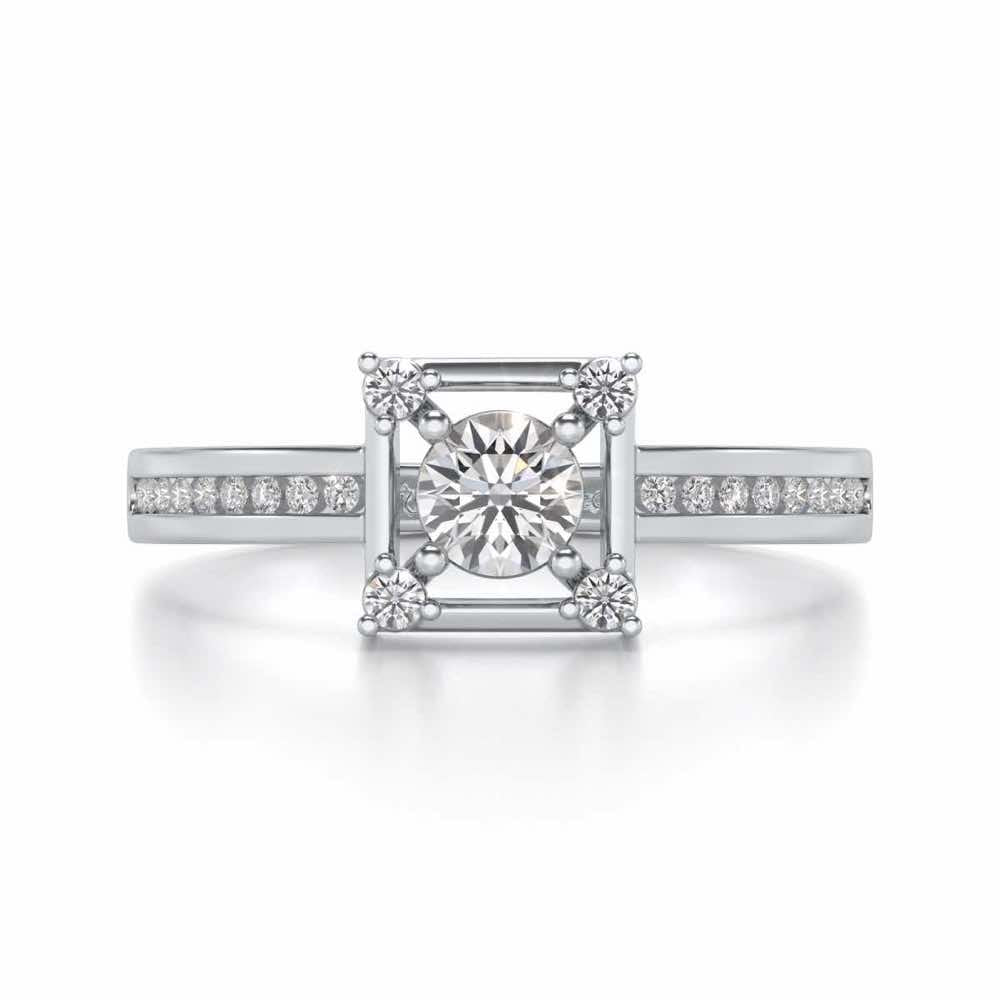 Strength Solitaire Silver Ring - White Gold - Image 4